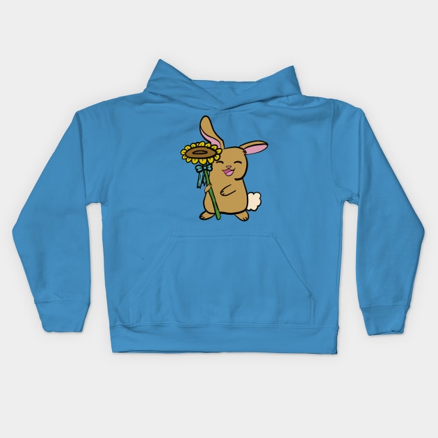 Bunny With Sunflower Kids Hoodie by AmyMinori